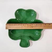 Vintage Green Shamrock Ceramic Dessert Plate, St. Patrick's Day Dinnerware Decor