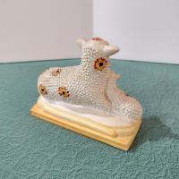 Vintage Mother Sheep and Lamb Liberty Workshop Chalkware Figurine, Early American Folk Art Figure