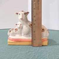 Vintage Mother Sheep and Lamb Liberty Workshop Chalkware Figurine, Early American Folk Art Figure