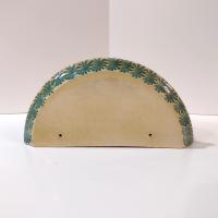 Vintage Tuscan Ceramic Wall Shelf Sconce with Lady Bug Floral Design