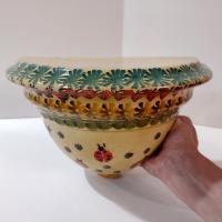 Vintage Tuscan Ceramic Wall Shelf Sconce with Lady Bug Floral Design
