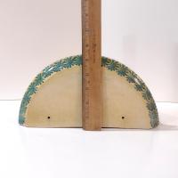 Vintage Tuscan Ceramic Wall Shelf Sconce with Lady Bug Floral Design