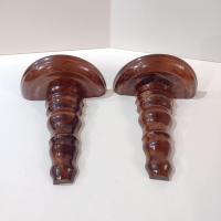 Vintage Wooden Spindle Wall Shelves, Set of Two, Dark Brown Decorative Display Shelves