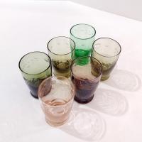 Wooden Shot Glass Holder Server with Six Etched Multi Colored Shot Glasses