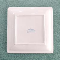 Vintage Blue and White Striped Sea Shell Square Plates, Set of Two, Nautical Beach Dinnerware