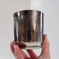 Vintage Silver Chevron Whiskey Glasses, Set of Four, Retro Rocks Glasses