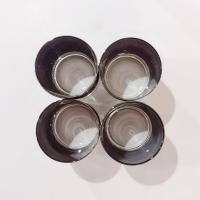 Vintage Silver Chevron Whiskey Glasses, Set of Four, Retro Rocks Glasses