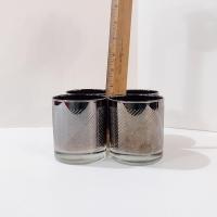 Vintage Silver Chevron Whiskey Glasses, Set of Four, Retro Rocks Glasses
