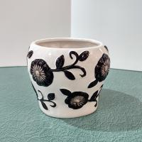 White and Black Skull Planter, Halloween Decor, Skull Candy Holder