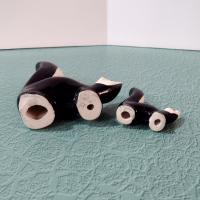 Vintage Momma and Baby Skunk Ceramic Figurines, Set of Two