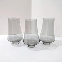 Vintage MCM Smoke Gray Glass Hurricane Candle Chimney, MCM Smoky Grey Glass Oil Lamp Globe Shade