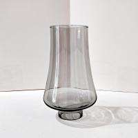 Vintage MCM Smoke Gray Glass Hurricane Candle Chimney, MCM Smoky Grey Glass Oil Lamp Globe Shade
