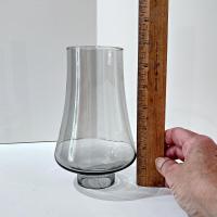 Vintage MCM Smoke Gray Glass Hurricane Candle Chimney, MCM Smoky Grey Glass Oil Lamp Globe Shade