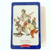 Vintage 1996 Norman Rockwell Snickers Christmas Holiday Tin, Snickers Candy Collectible Tin Storage Container