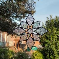 Clear Iridescent Stained Glass Snowflake Suncatcher, Glass Snowflake Ornament, Custom Colors Available