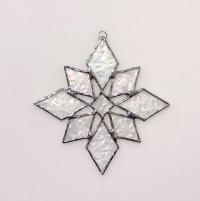 Clear Iridescent Stained Glass Snowflake Suncatcher, Glass Snowflake Ornament, Custom Colors Available