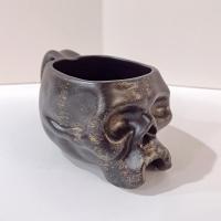 Vintage Williams Sonoma Black Skull Ceramic Mug, Halloween Coffee Tea Mug
