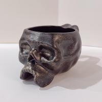 Vintage Williams Sonoma Black Skull Ceramic Mug, Halloween Coffee Tea Mug