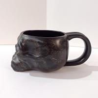 Vintage Williams Sonoma Black Skull Ceramic Mug, Halloween Coffee Tea Mug