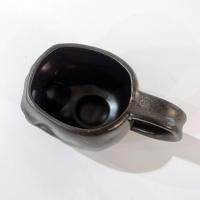 Vintage Williams Sonoma Black Skull Ceramic Mug, Halloween Coffee Tea Mug
