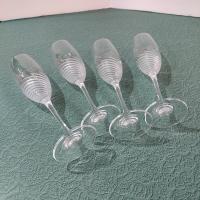 Vintage Crystal Champagne Flutes, Set of Four, Cristal D'Arques-Durand Spirale  Mate Champagne Glasses