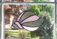 Stained Glass Shell Suncatcher, Pink and Iridescent Clear