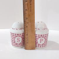 Vintage Pfaltzgraff Delicious Salt and Pepper Shaker Set, Ceramic Red Gingham Design Shakers