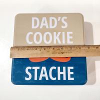 Vintage Dad's Cookie Stache Metal Storage Tin, Father's Day Gift, Mustache Design Container