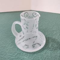 Vintage Frosted Etched Glass Creamer, Stars and Swirls Glass Pitcher
