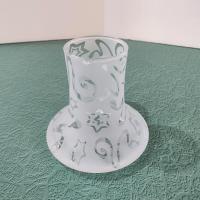 Vintage Frosted Etched Glass Creamer, Stars and Swirls Glass Pitcher