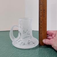 Vintage Frosted Etched Glass Creamer, Stars and Swirls Glass Pitcher