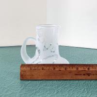 Vintage Frosted Etched Glass Creamer, Stars and Swirls Glass Pitcher