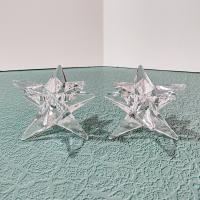 Vintage 9 Pointed Star Crystal Candlestick Holders, Set of 2, Taper Candle Holders