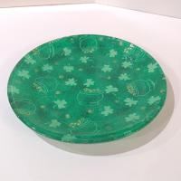 Vintage Green and Gold Shamrock Pot of Gold St. Patrick's Day Glass Plate