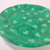 Vintage Green and Gold Shamrock Pot of Gold St. Patrick's Day Glass Plate