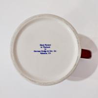 Vintage Hand Painted Striped Ceramic Coffee Mug,  Herman Dodge and Son Brown and White Striped Mug