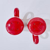 Vintage Red and White Striped Movie Popcorn Box Salt and Pepper Shaker Set with Anthropomorphic Characters, Large Handled Kitchen Shakers