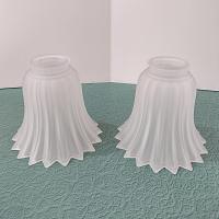 Vintage Star Pleated Bell Shaped Frosted Glass Lamp Light Shade, Quoizel Replacement Shade
