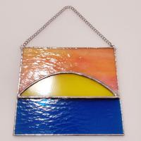 Sunset Stained Glass Suncatcher, Beach Sunset Glass Art