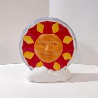 Ceramic Celestial Moon and Sun Face Two Sided Coin Bank
