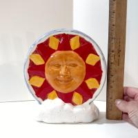 Ceramic Celestial Moon and Sun Face Two Sided Coin Bank