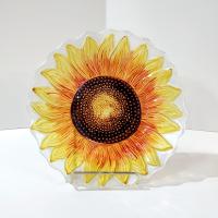 Vintage Sunflower Glass Plate, Decorative Flower Plate