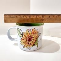 Vintage Sunflower 18 Ounce Ceramic Coffee Tea Mugs, Set of 2