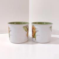 Vintage Sunflower 18 Ounce Ceramic Coffee Tea Mugs, Set of 2