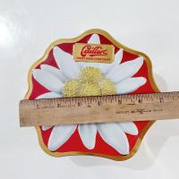 Vintage Daisy Flower Shaped Metal Tin Storage Container, Floral Gift Tin