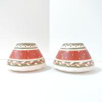 Vintage Southwestern Colored Mini Ceramic Jar Candle Shade Topper, Rust Red and Green Candle Accessory