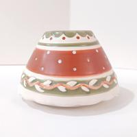 Vintage Southwestern Colored Mini Ceramic Jar Candle Shade Topper, Rust Red and Green Candle Accessory