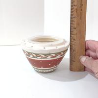 Vintage Southwestern Colored Mini Ceramic Jar Candle Shade Topper, Rust Red and Green Candle Accessory