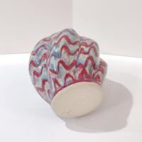 Vintage Red and Blue Swirled Hand Crafted Studio Pottery Ceramic Vase