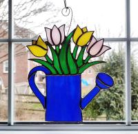 Stained Glass Tulip Bouquet in Watering Can